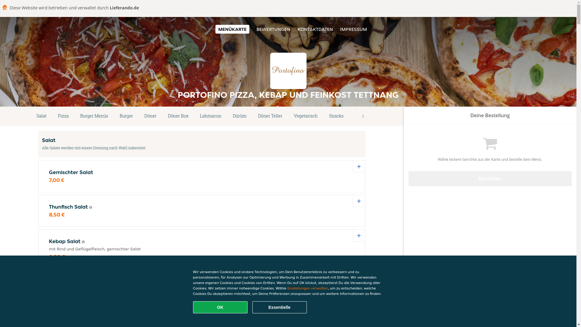 website screenshot of https://portofinopizzakebapundfeinkost-tettnang.de/