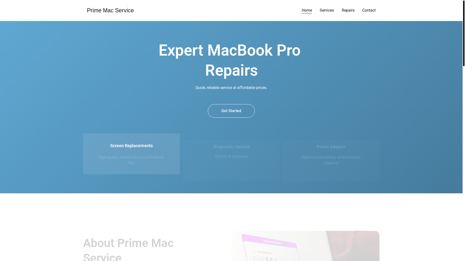 website screenshot of https://primemacservice.com/