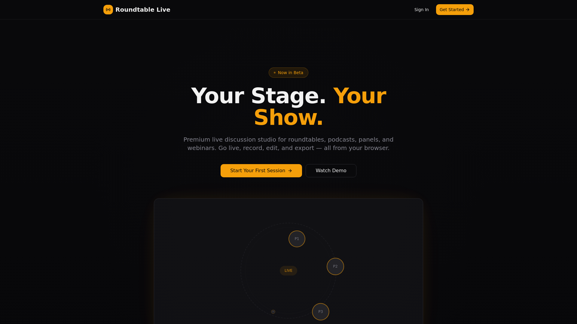 website screenshot of https://roundtablelivestudio.com/