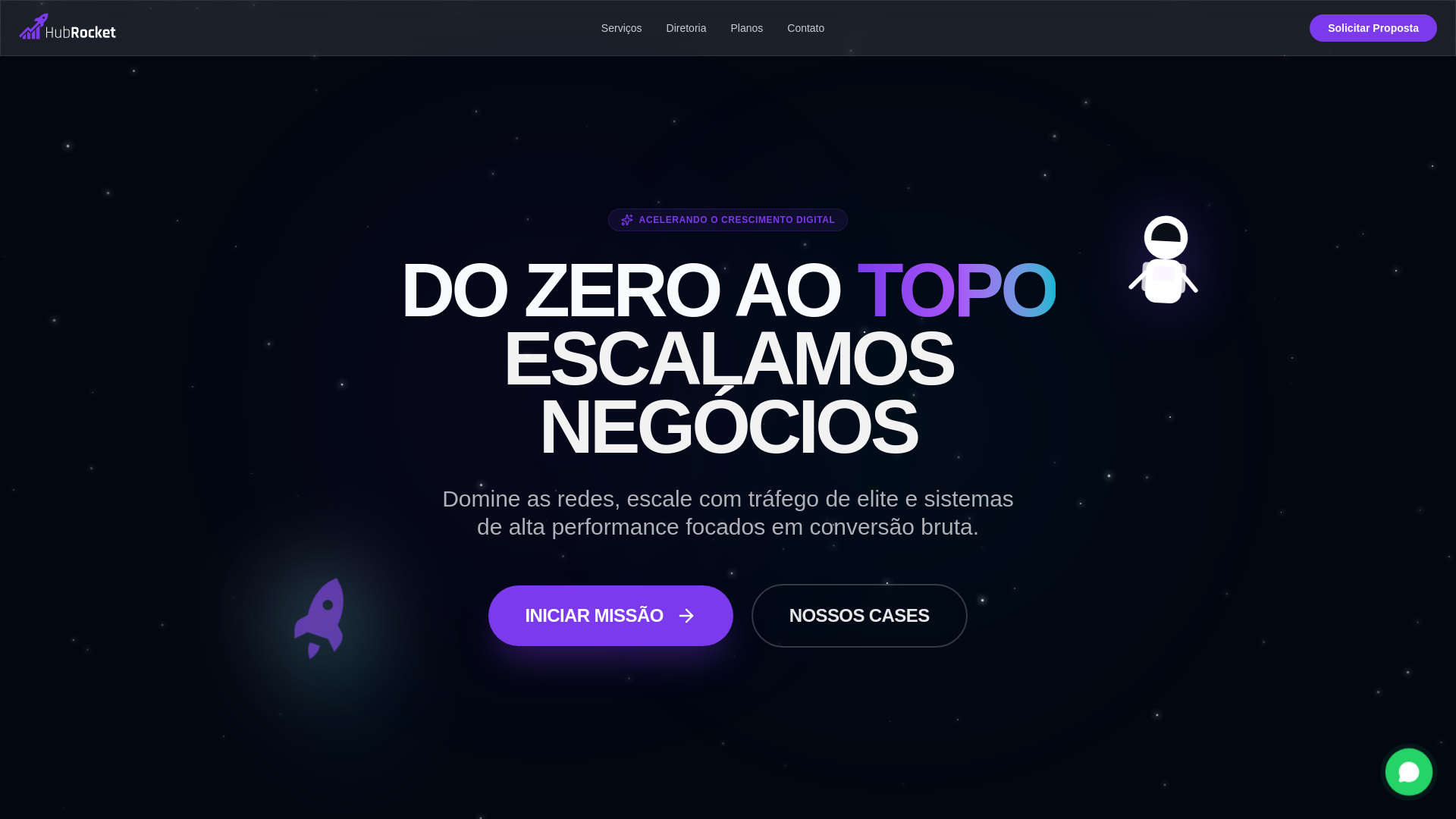 website screenshot of https://hubrocket.com.br/