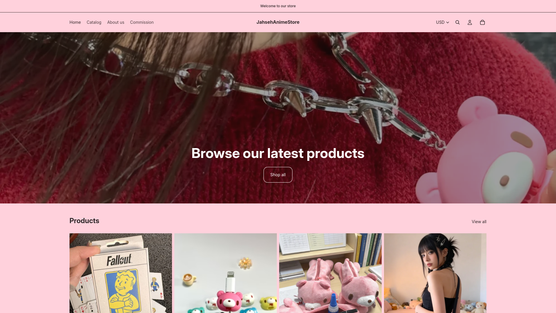 website screenshot of https://jahsehanimestore.com/