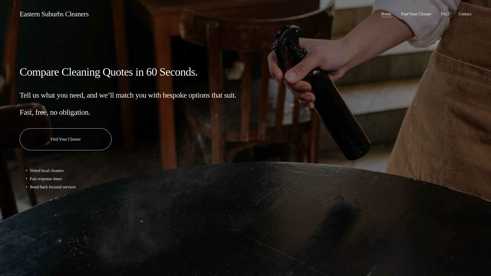 website screenshot of https://easternsuburbscleaners.org