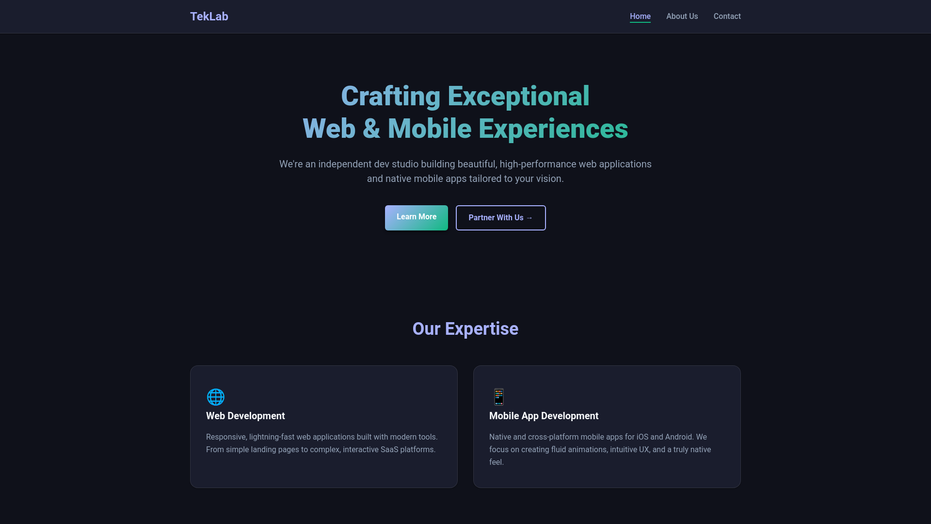 website screenshot of https://teklab.site