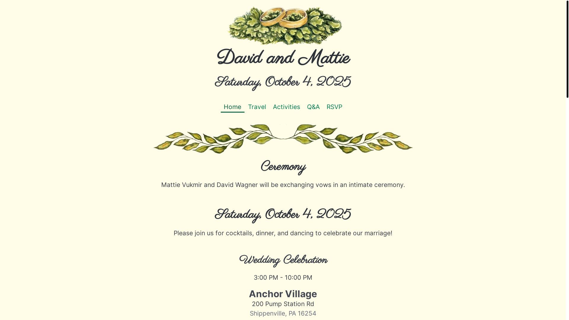 website screenshot of https://davidandmattie-com.pages.dev/