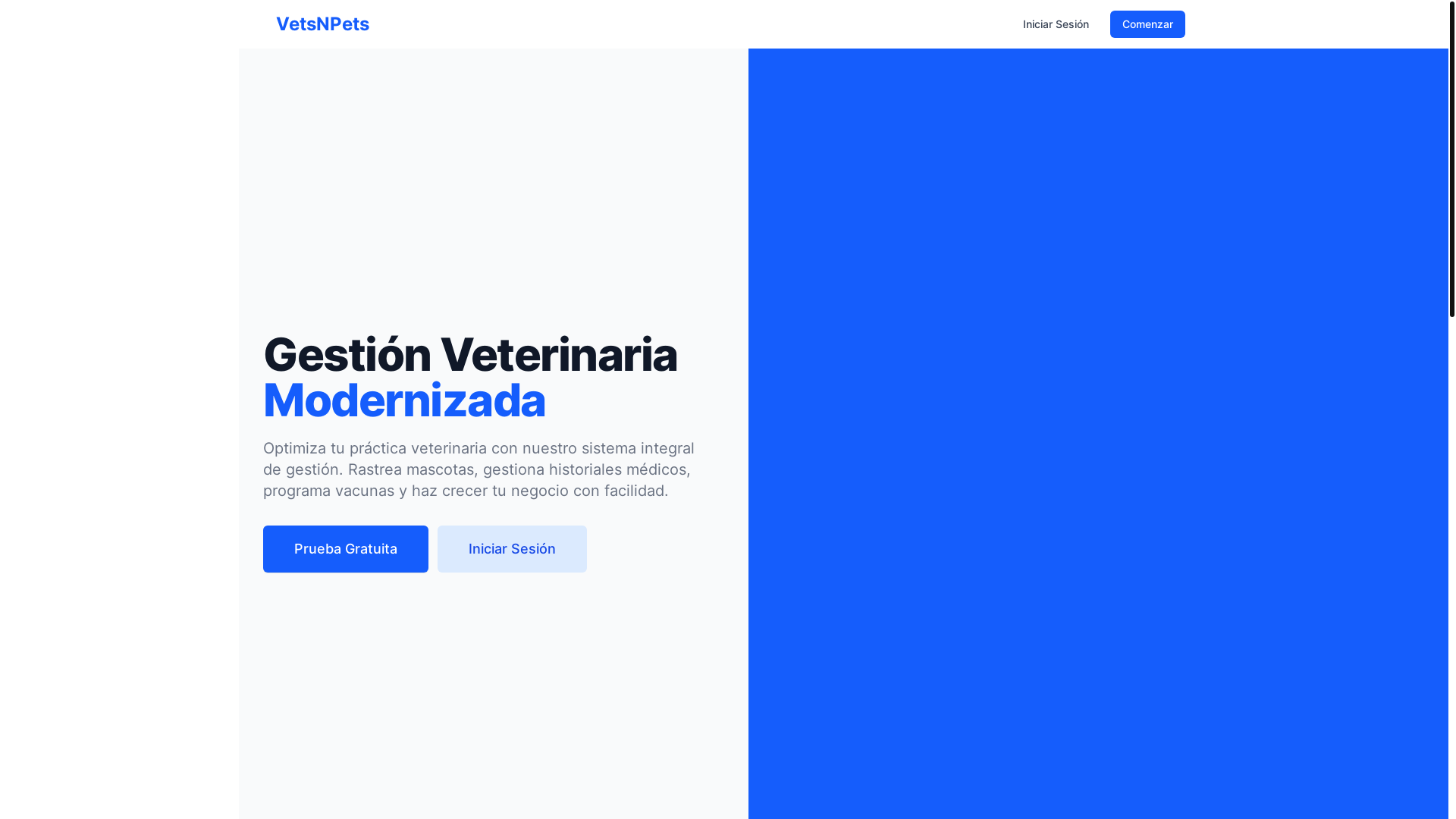 website screenshot of https://vetsnpets.mx/
