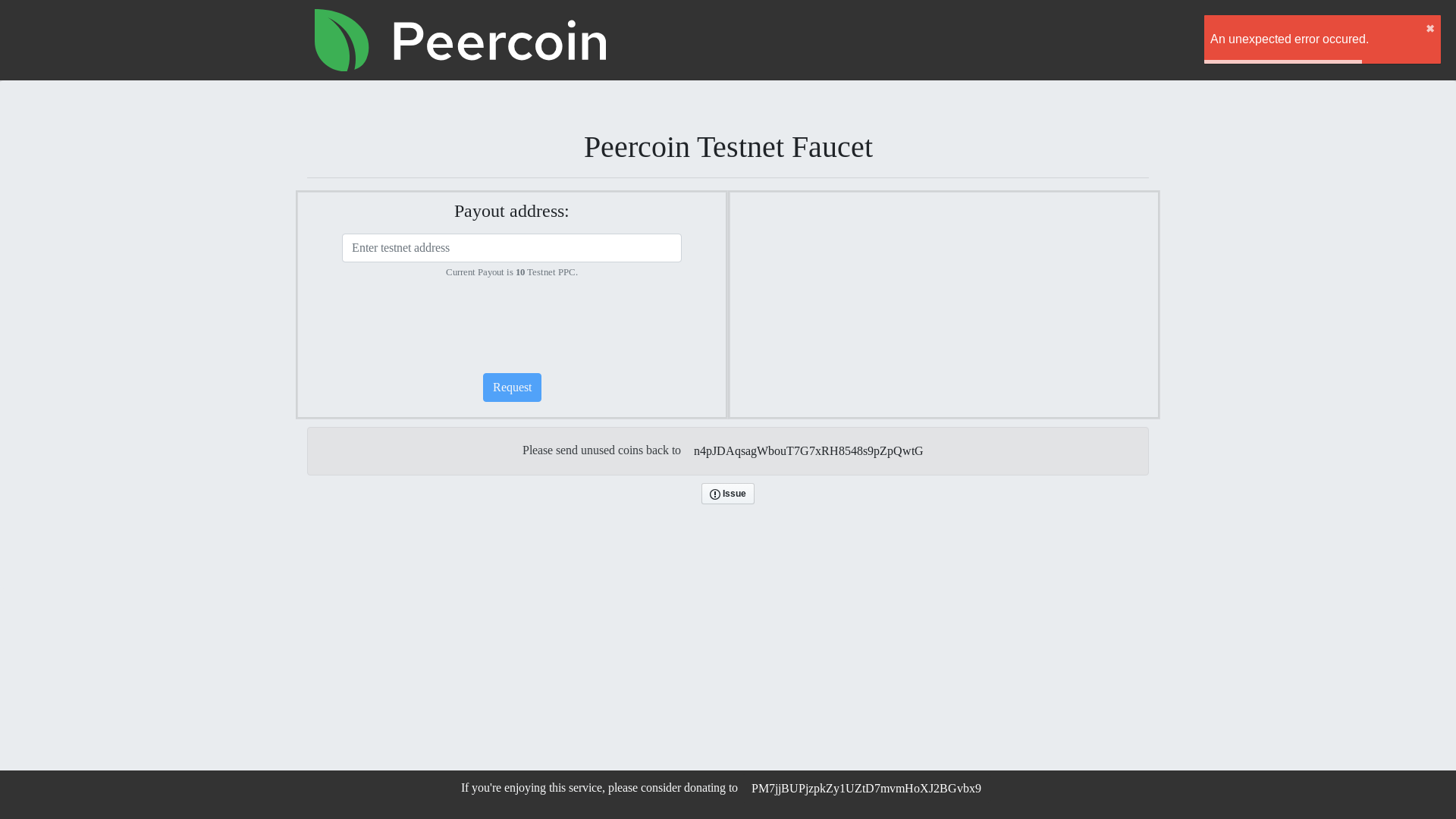 website screenshot of https://peercoinexplorer-net-faucet.pages.dev/