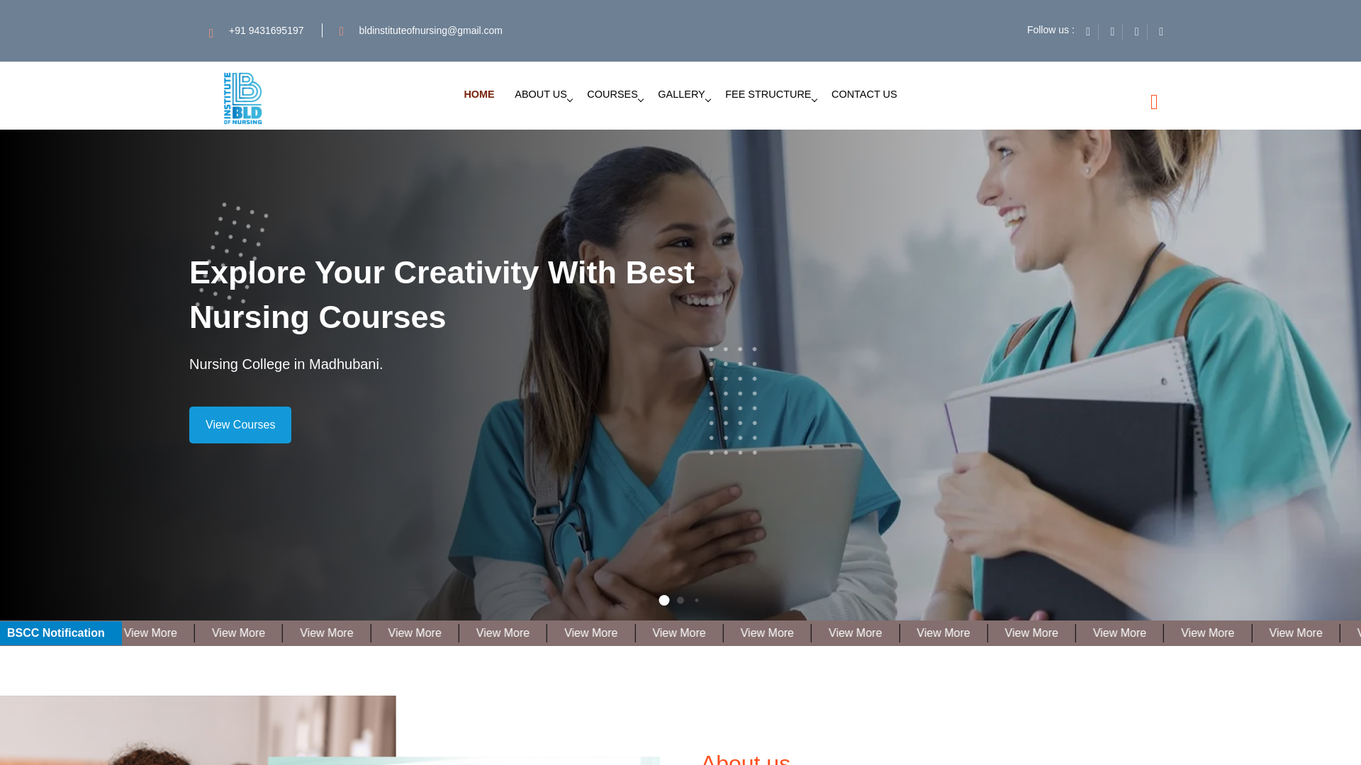 website screenshot of https://bldinstituteofnursing.co.in/