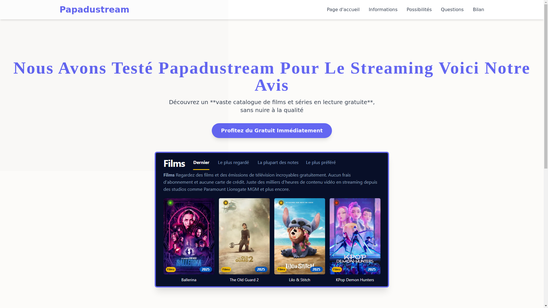 website screenshot of https://papadustream-7hvw.pages.dev/
