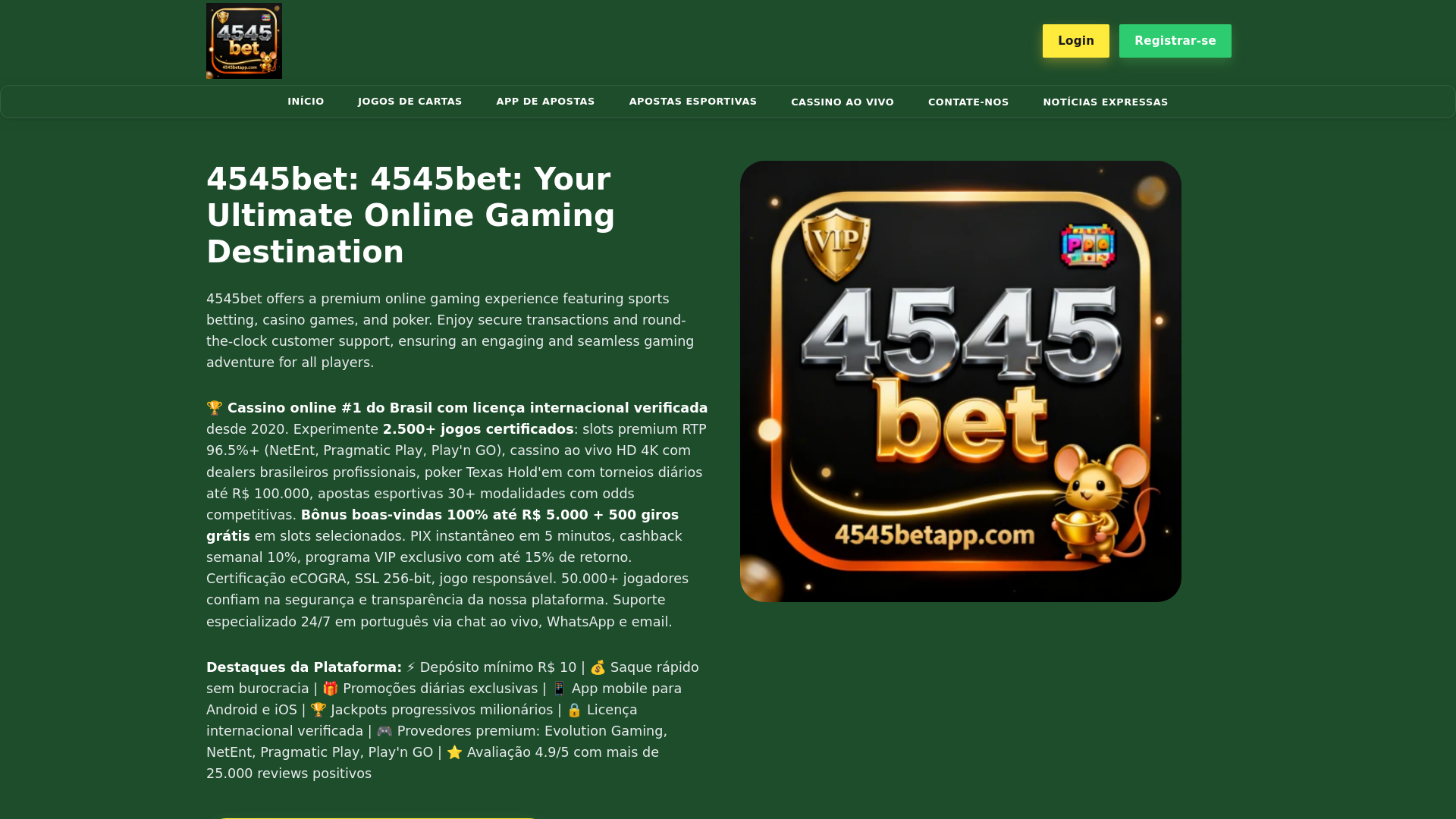 website screenshot of https://4545betapp.com/