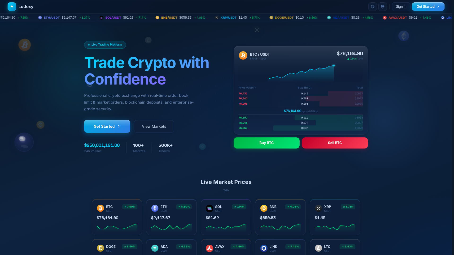 website screenshot of https://lodexy.com