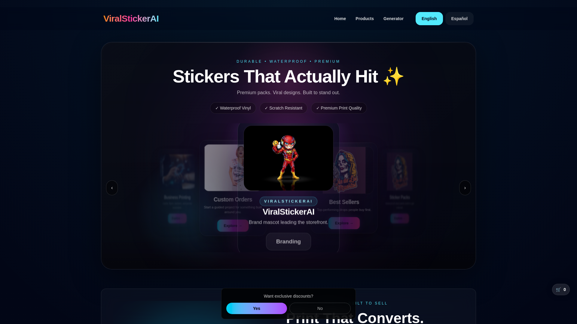 website screenshot of https://viralstickerai.com/
