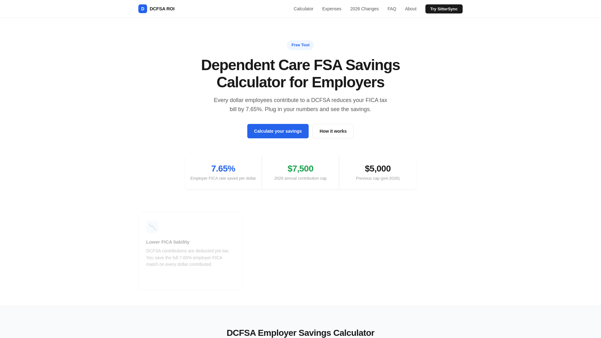 website screenshot of https://dependentcarefsaroi.pages.dev/