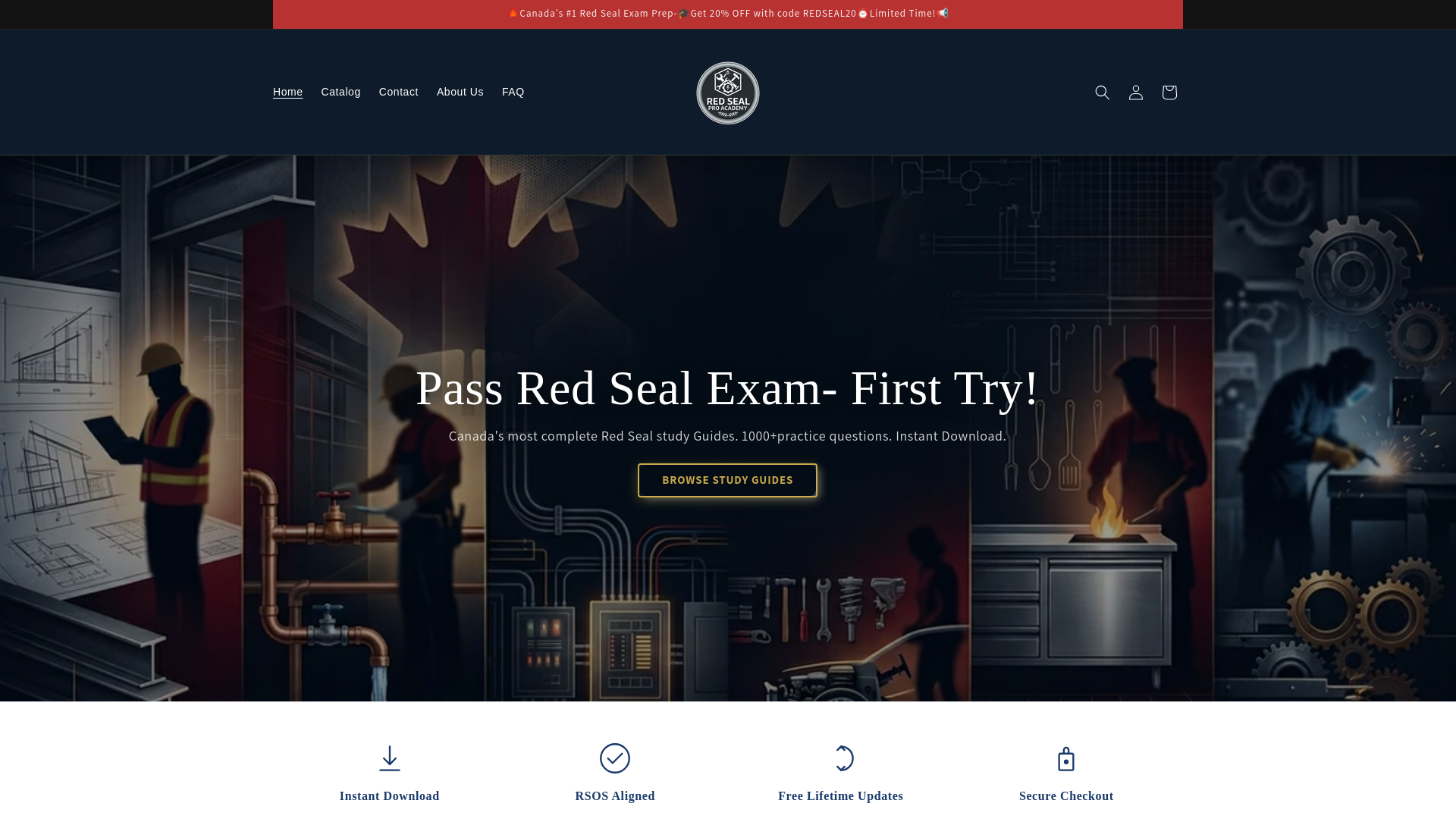 website screenshot of https://redsealproacademy.ca/