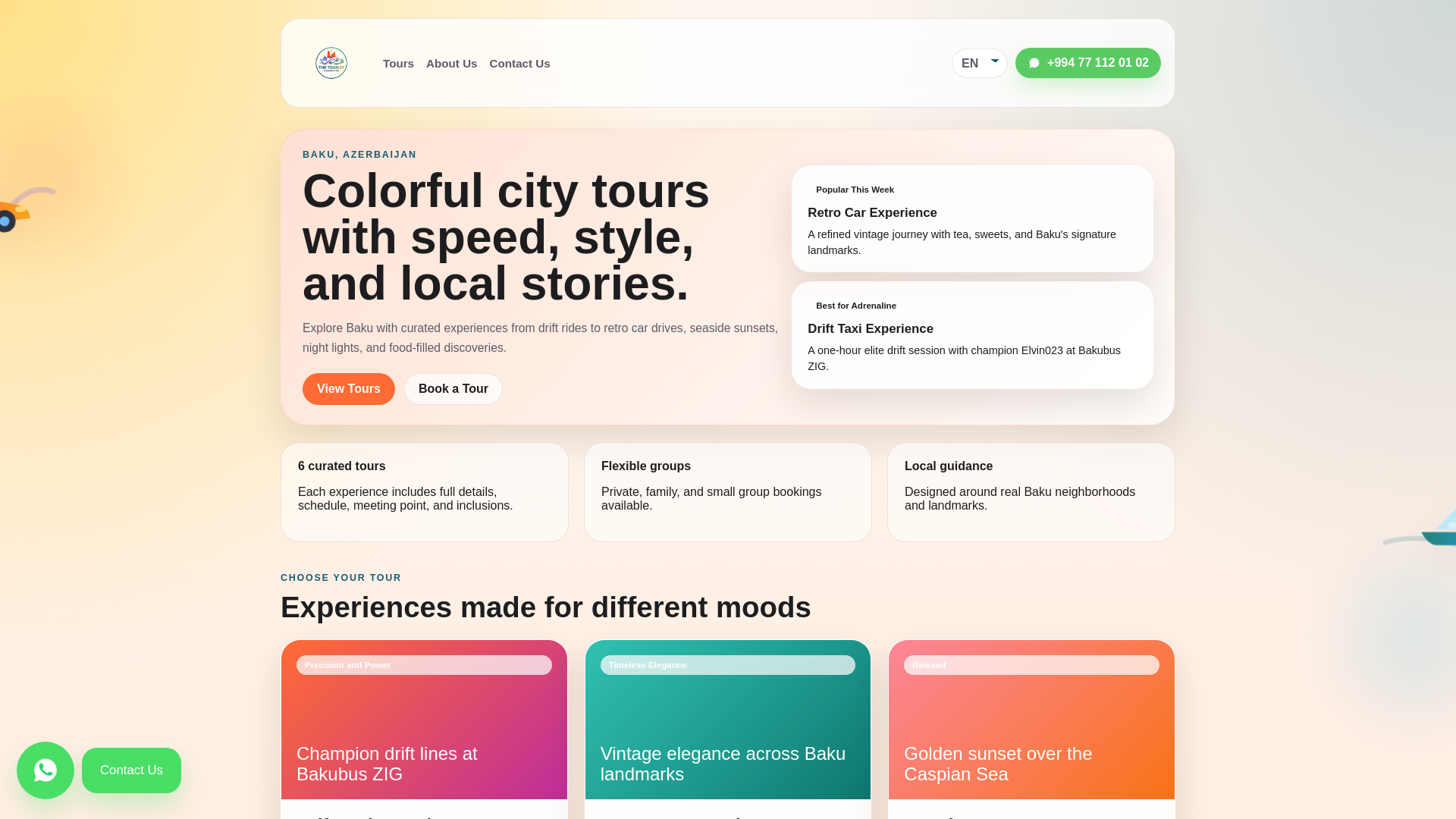 website screenshot of https://thetourist.az