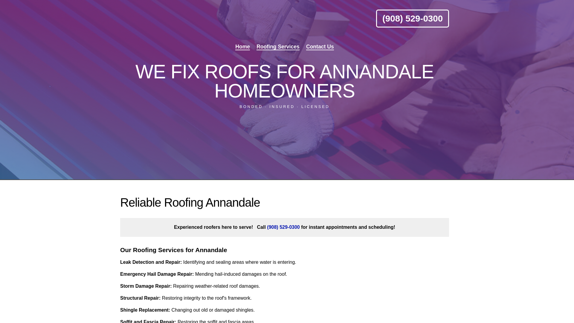 website screenshot of https://reliableroofing.best/