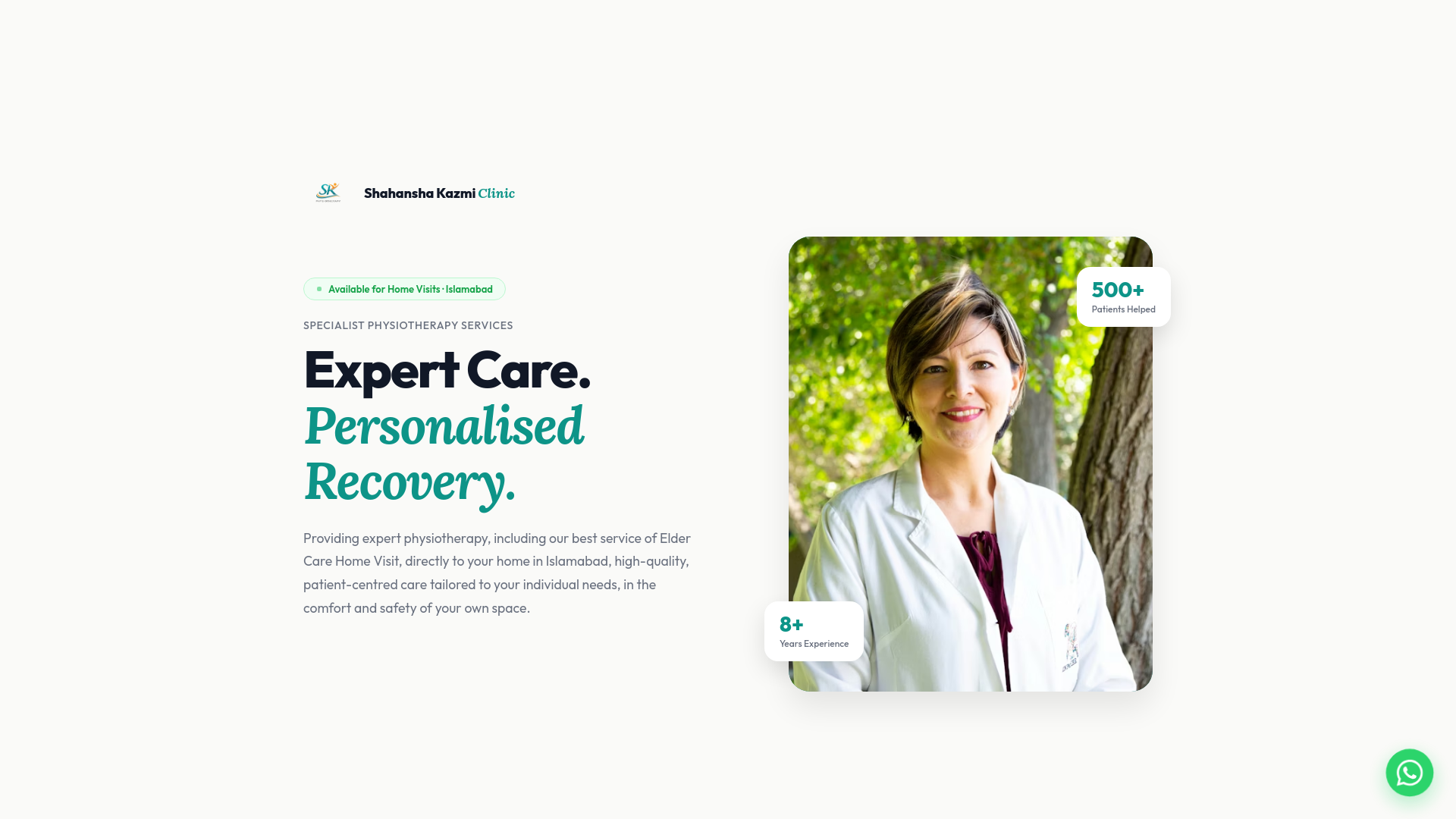 website screenshot of https://shahanshah-kazmi-clinics.info/