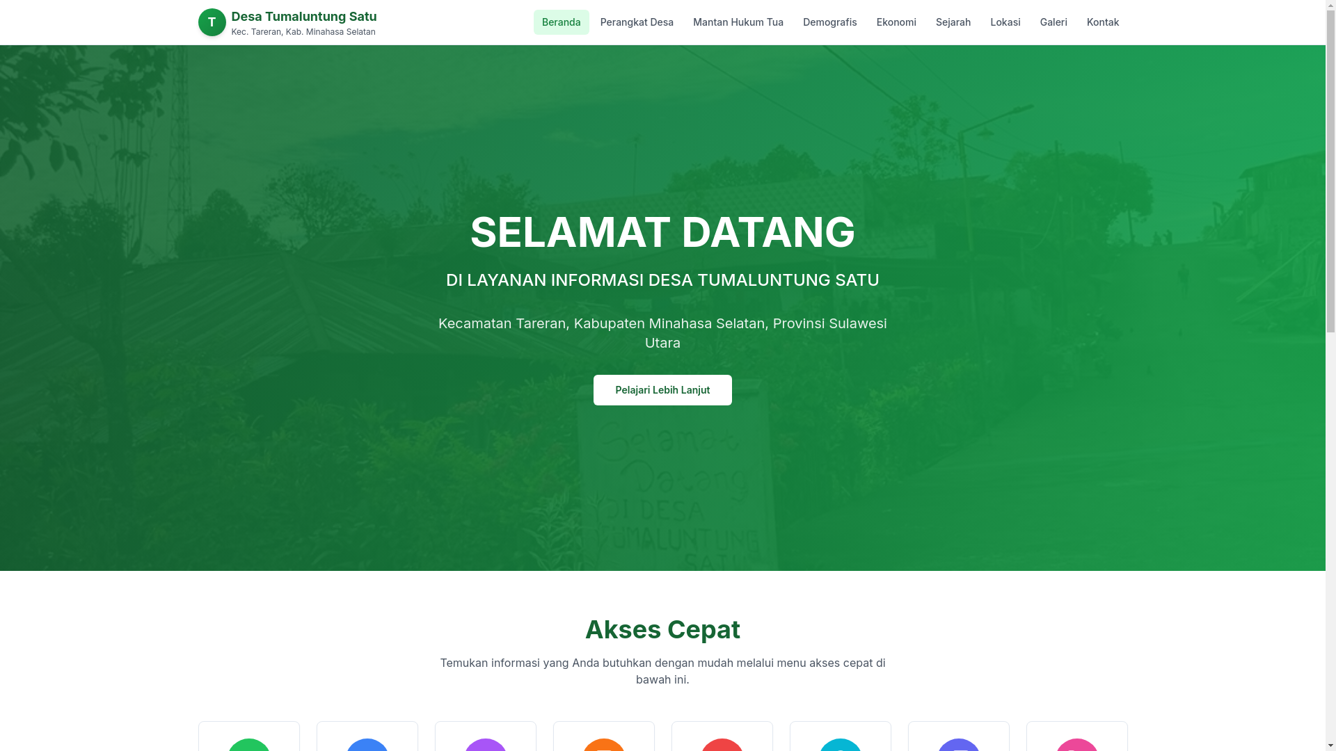 website screenshot of https://tumaluntungsatu.site/