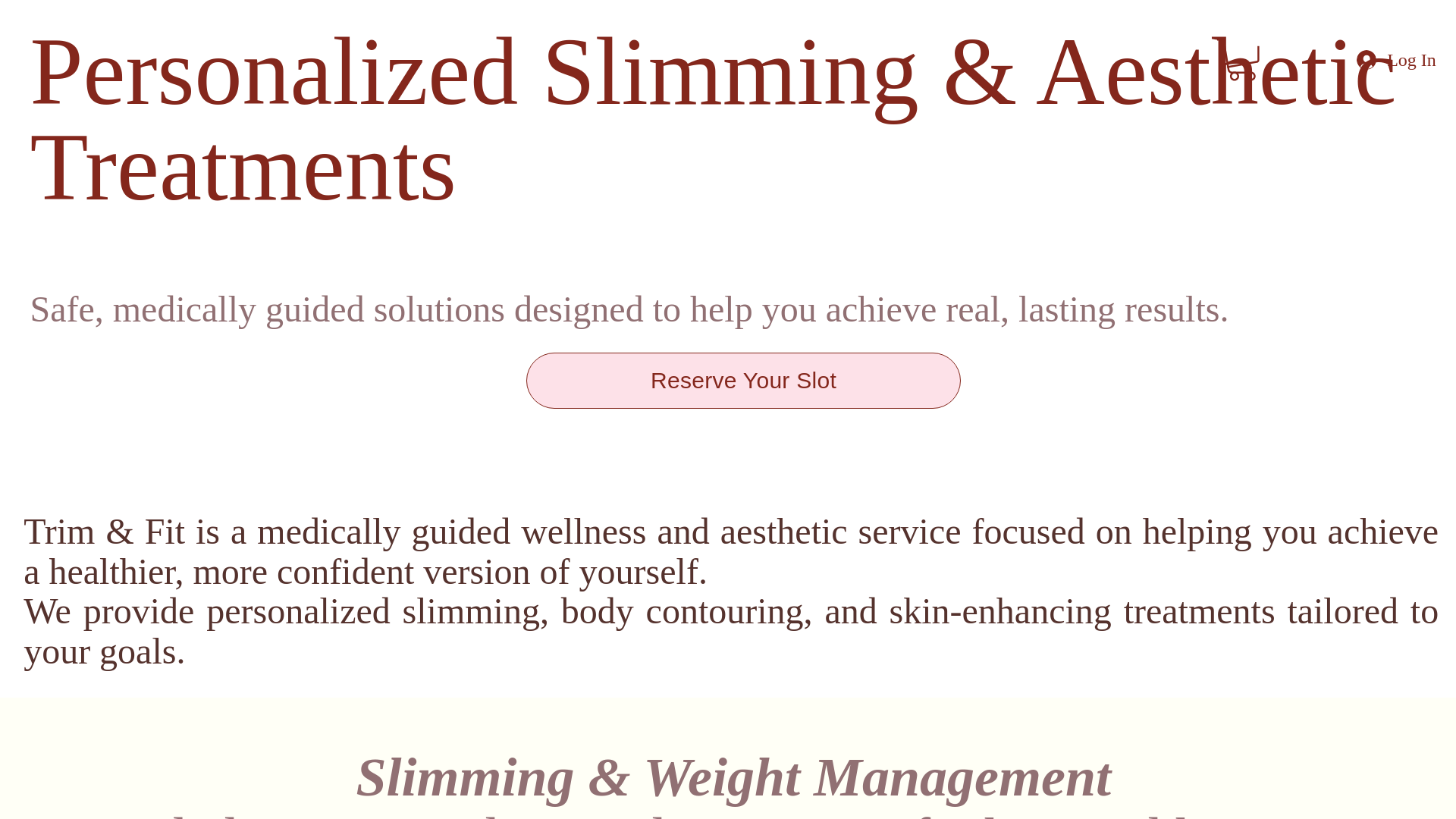 website screenshot of https://trimandfitaesthetics.com