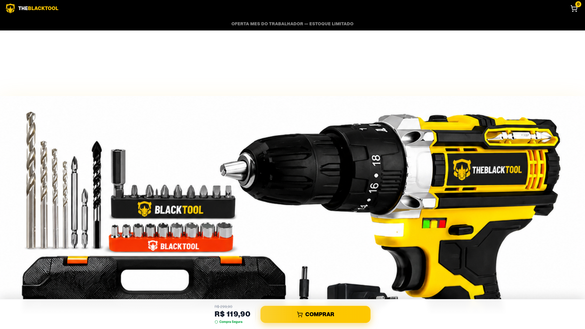 website screenshot of https://theblacktoolsferramentas.com/