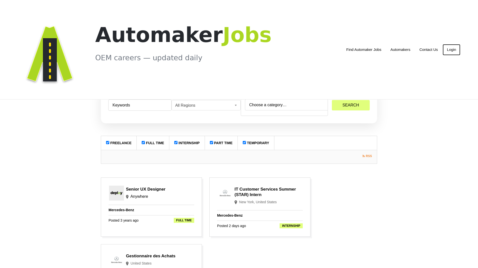 website screenshot of https://automakerjobs.com/