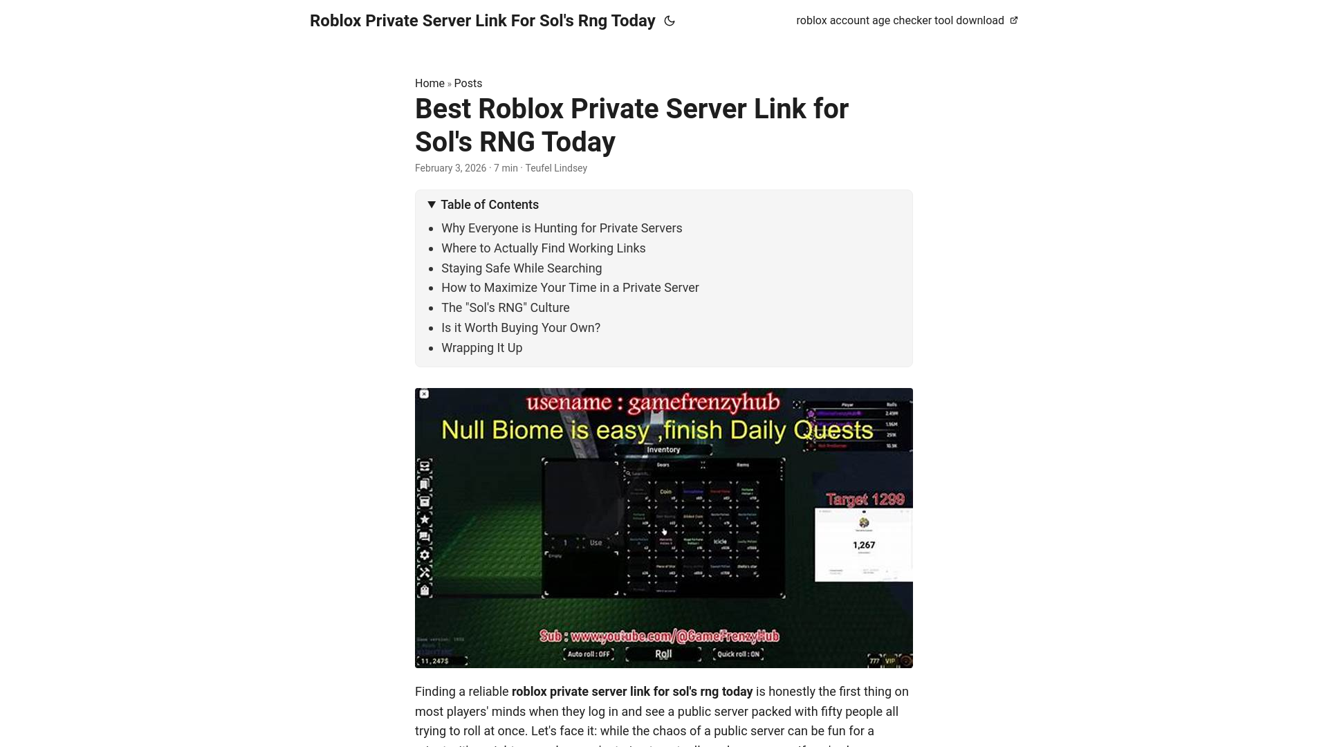 website screenshot of https://robloxprivateserverlinkforsolsrngtoday.pages.dev/