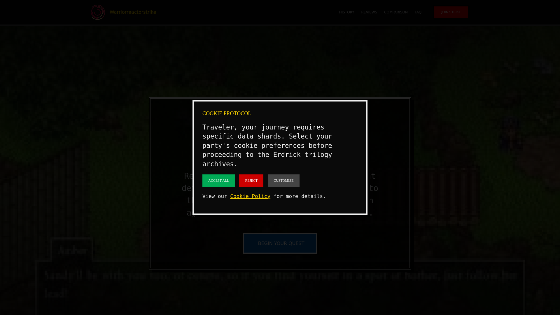 website screenshot of https://warriorreactorstrike.com/
