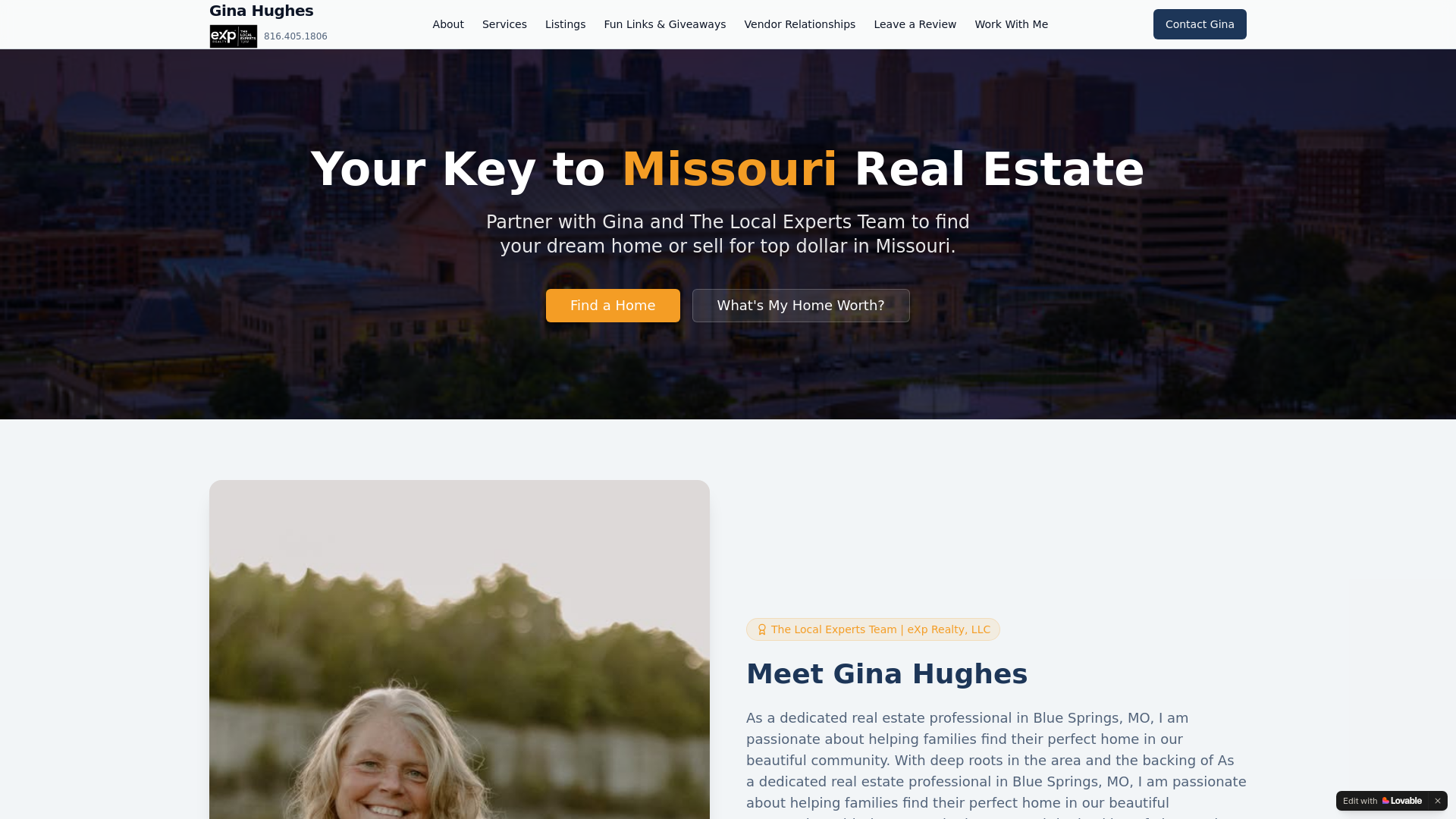 website screenshot of https://realtorginahughes.com/