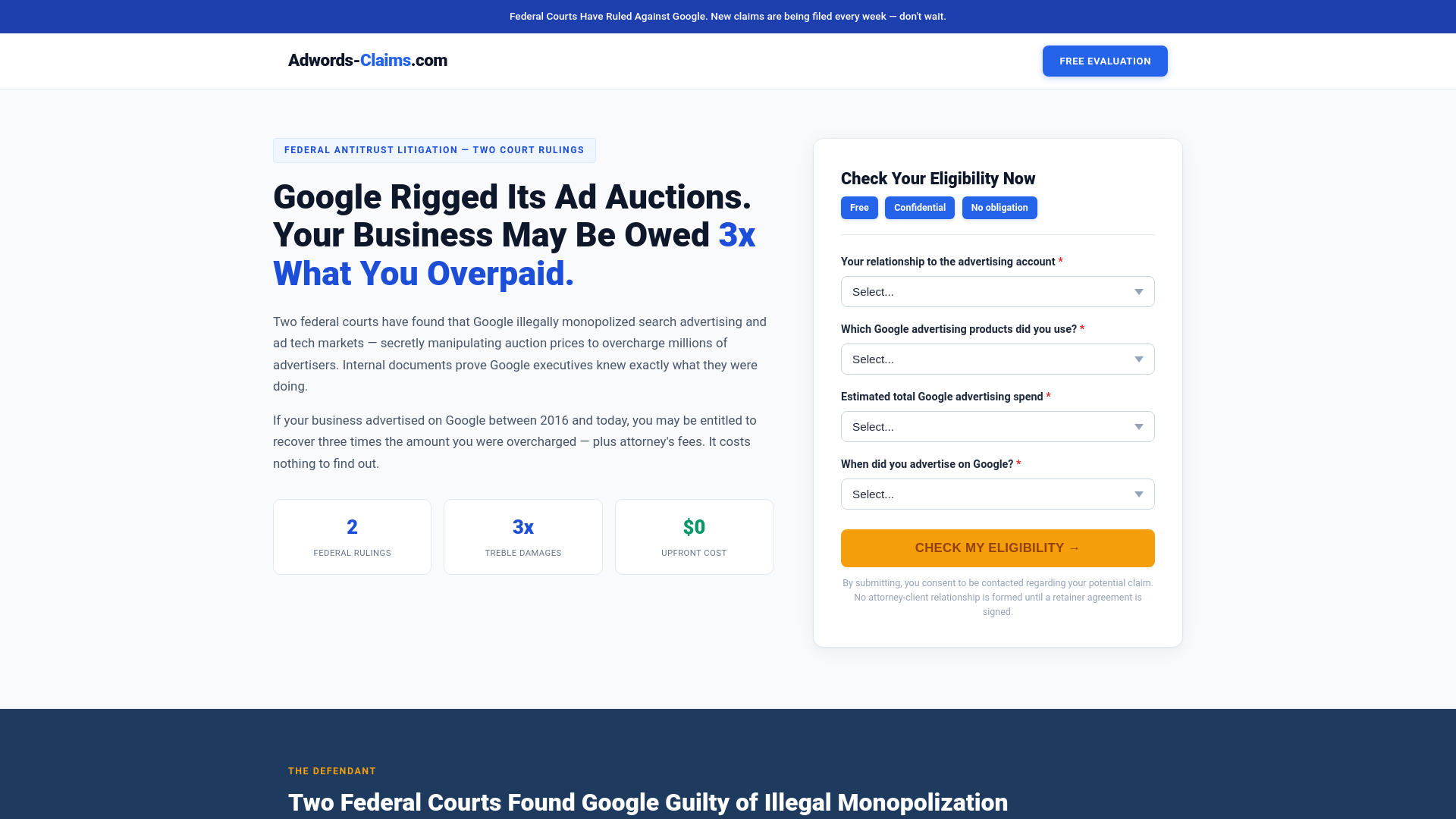 website screenshot of https://adchargereclaim.com/