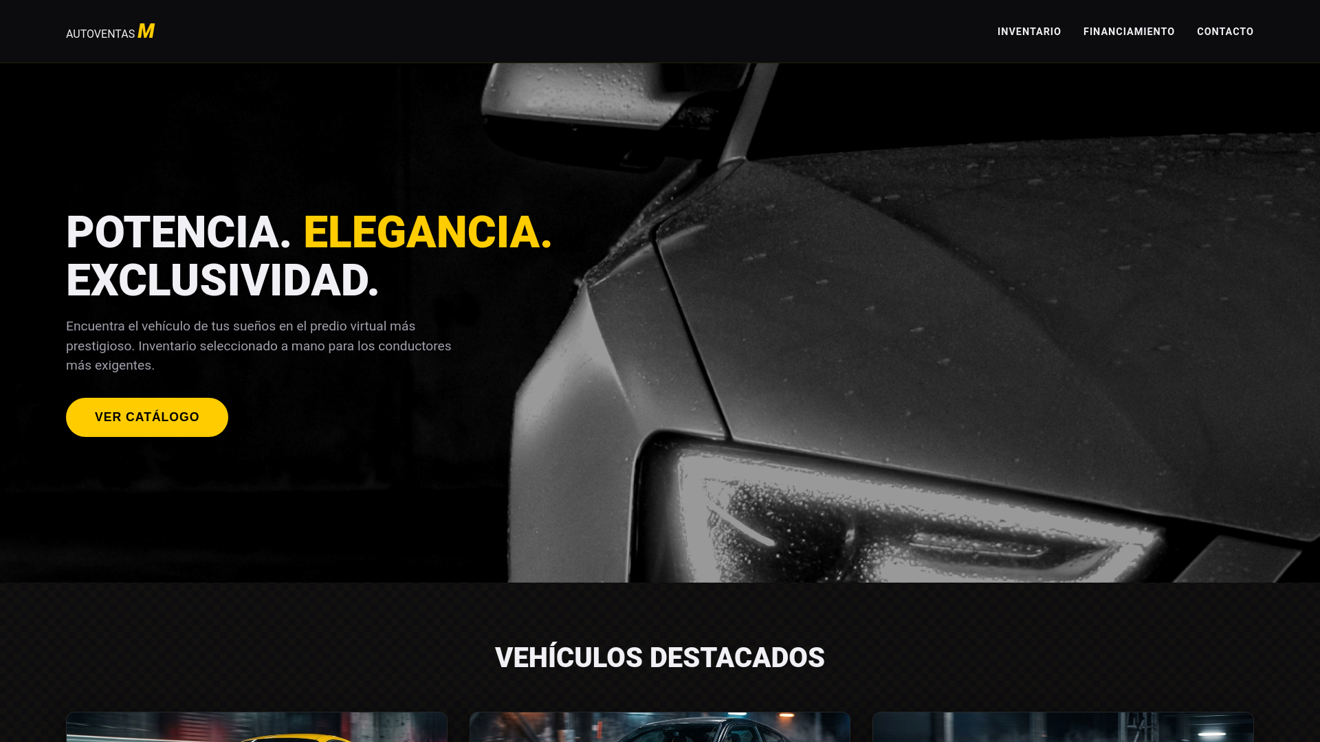 website screenshot of https://autoventasm.com