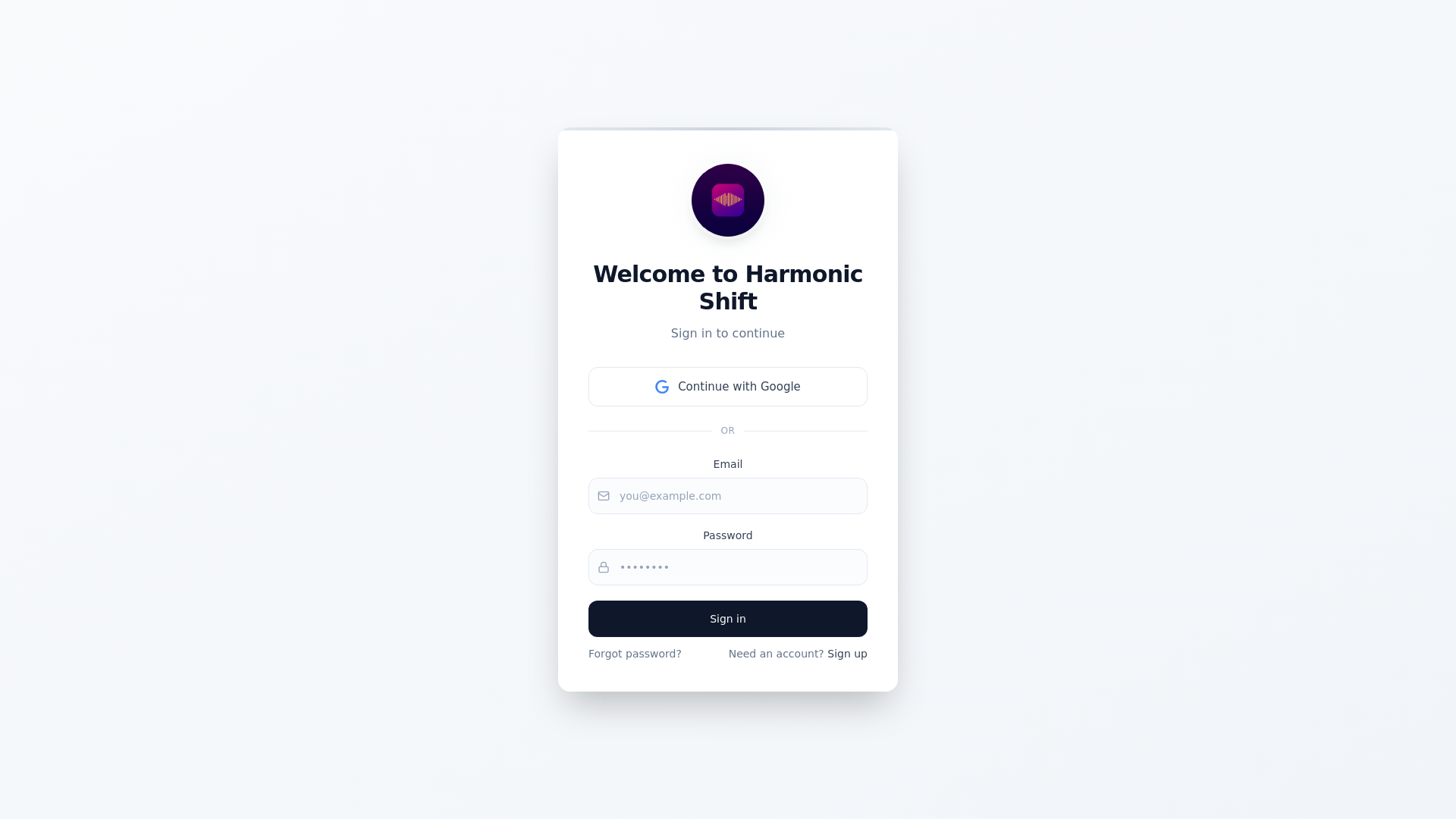 website screenshot of https://harmonicshift.org/
