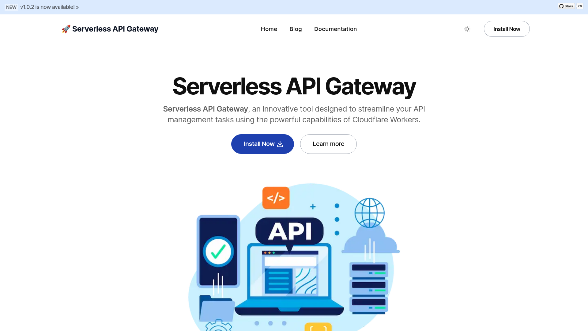 website screenshot of https://serverlessapigateway-landing.pages.dev/