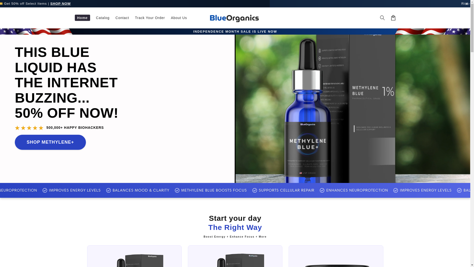 website screenshot of https://blueorganics.co/