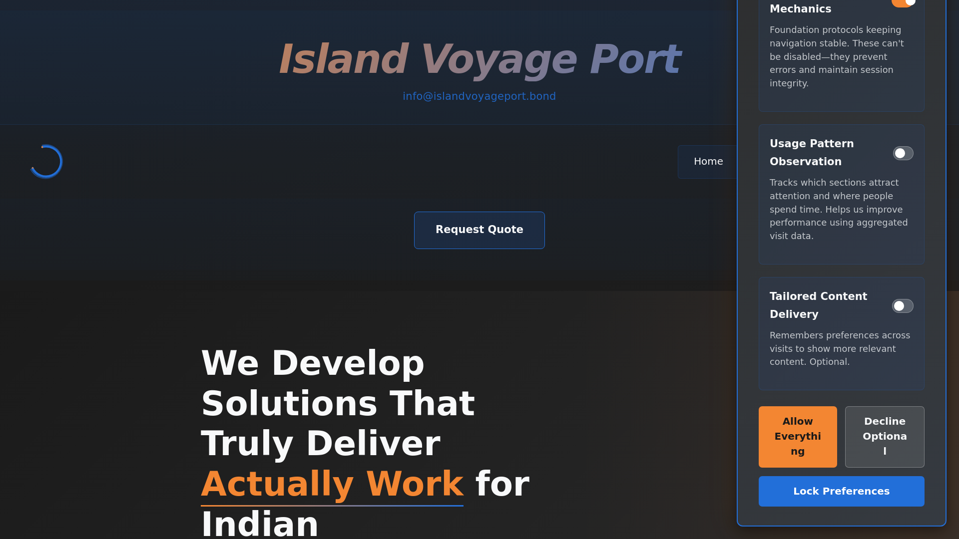 website screenshot of https://islandvoyageport.bond/