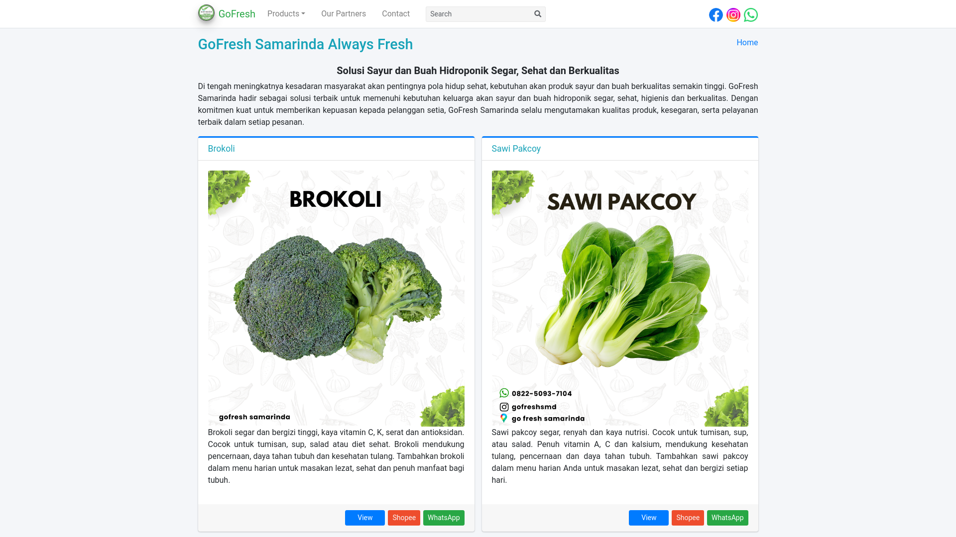 website screenshot of https://gofreshsamarinda.com