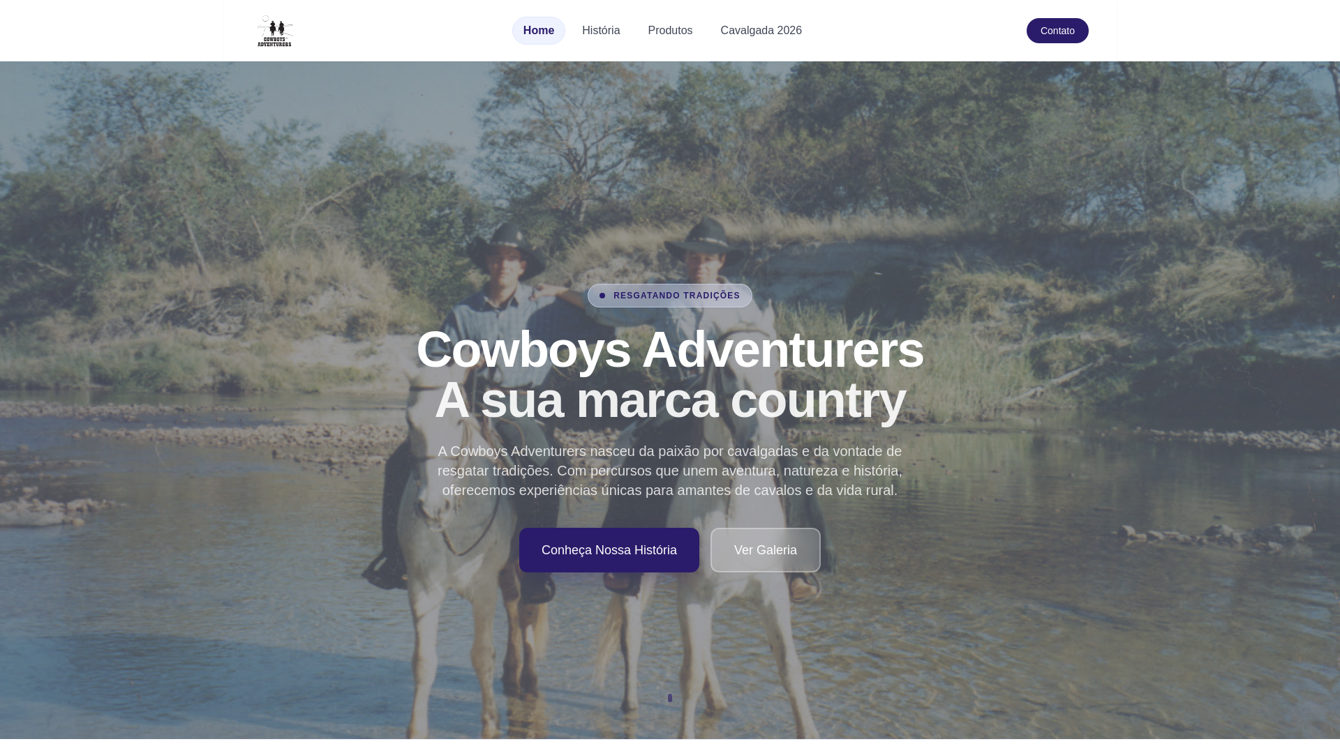 website screenshot of https://cowboysadventurers.com.br/
