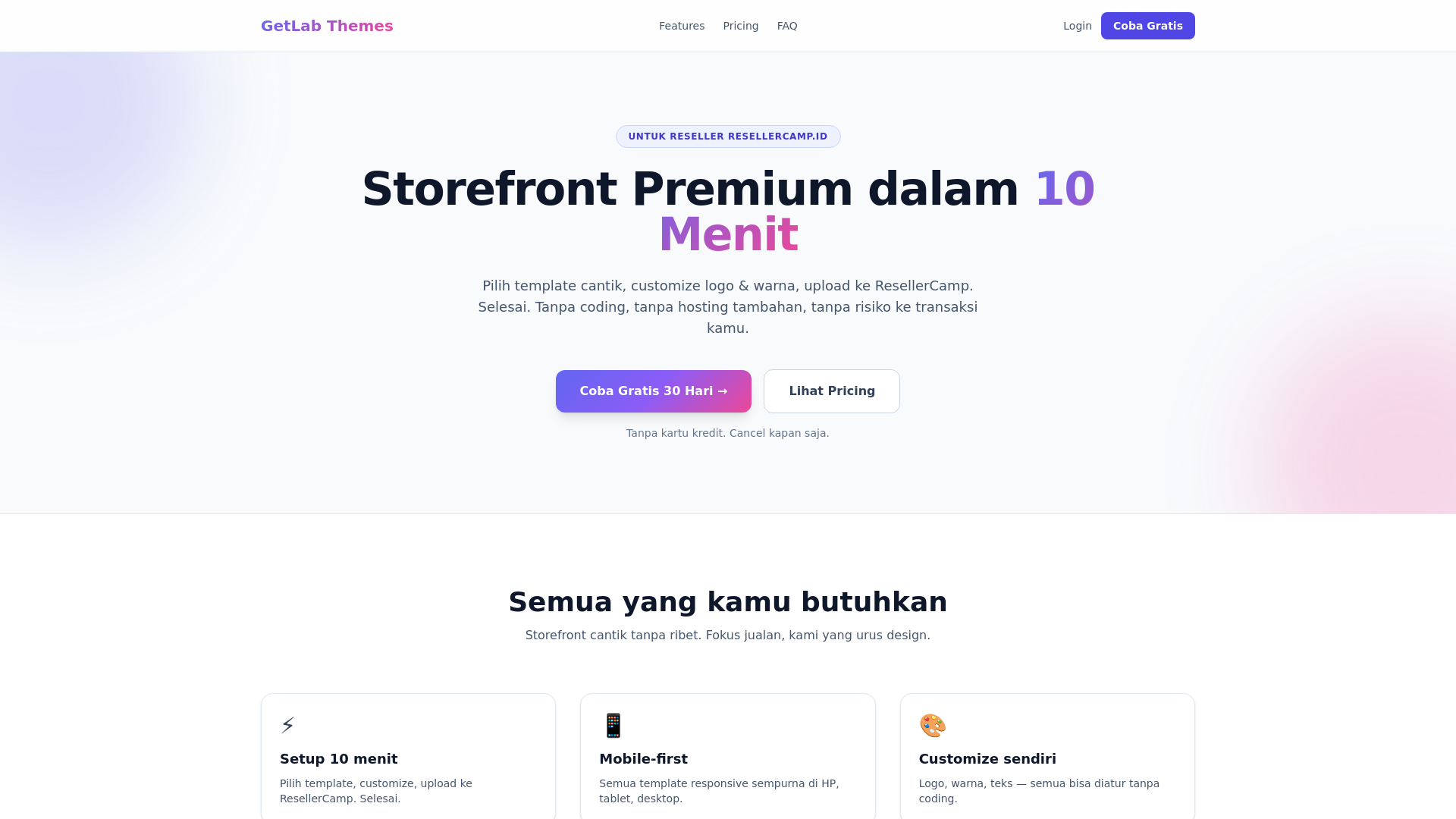 website screenshot of https://getlab-landing.pages.dev/