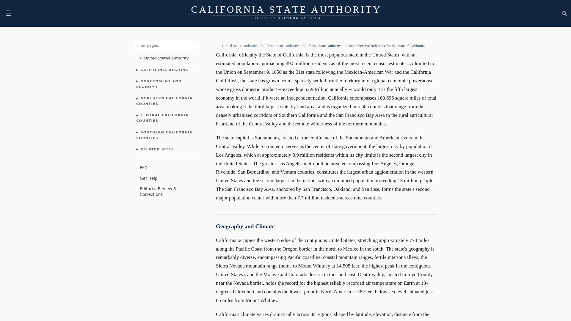 website screenshot of https://californiastateauthority.com