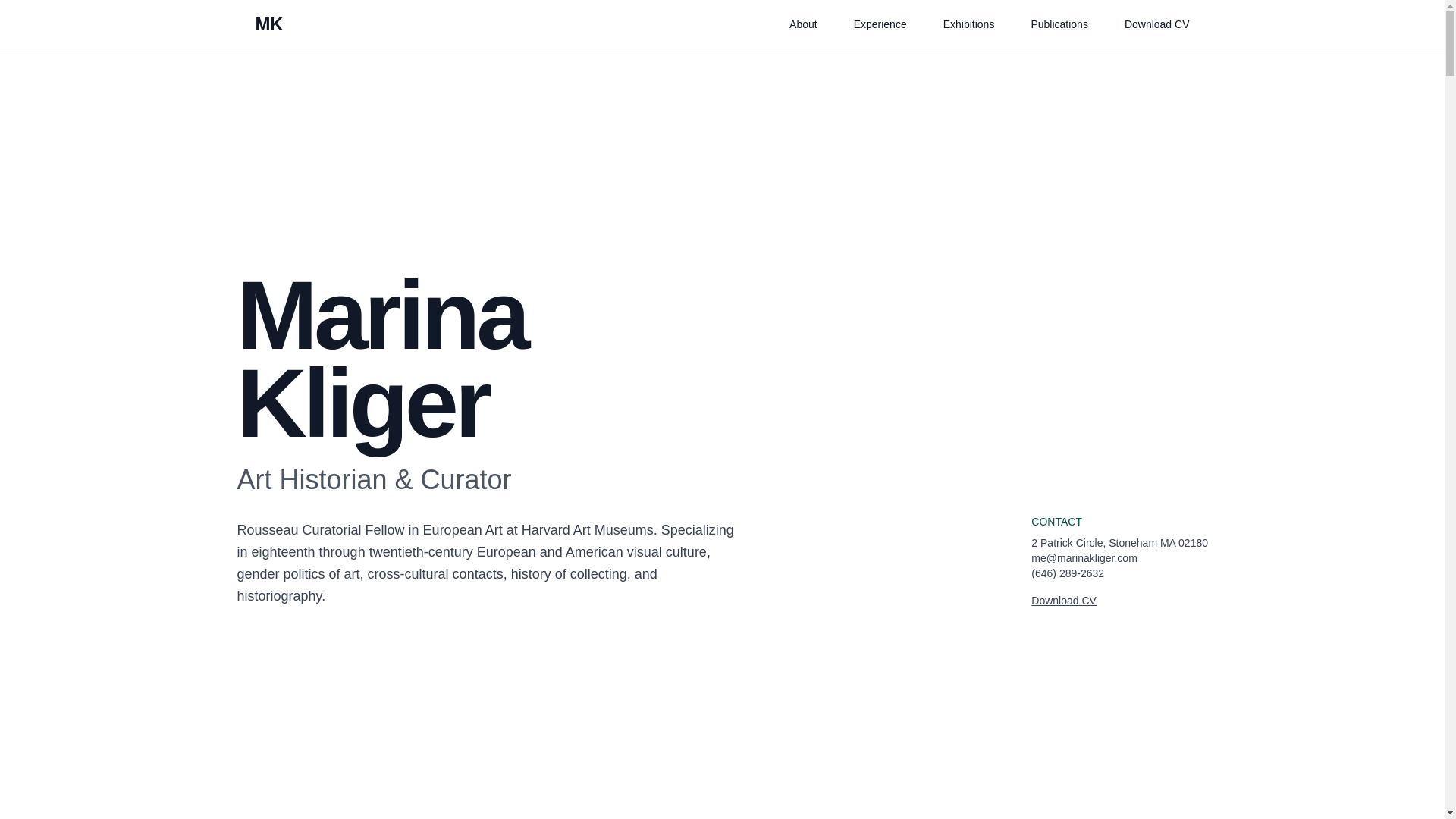 website screenshot of https://marinakliger-com.pages.dev/