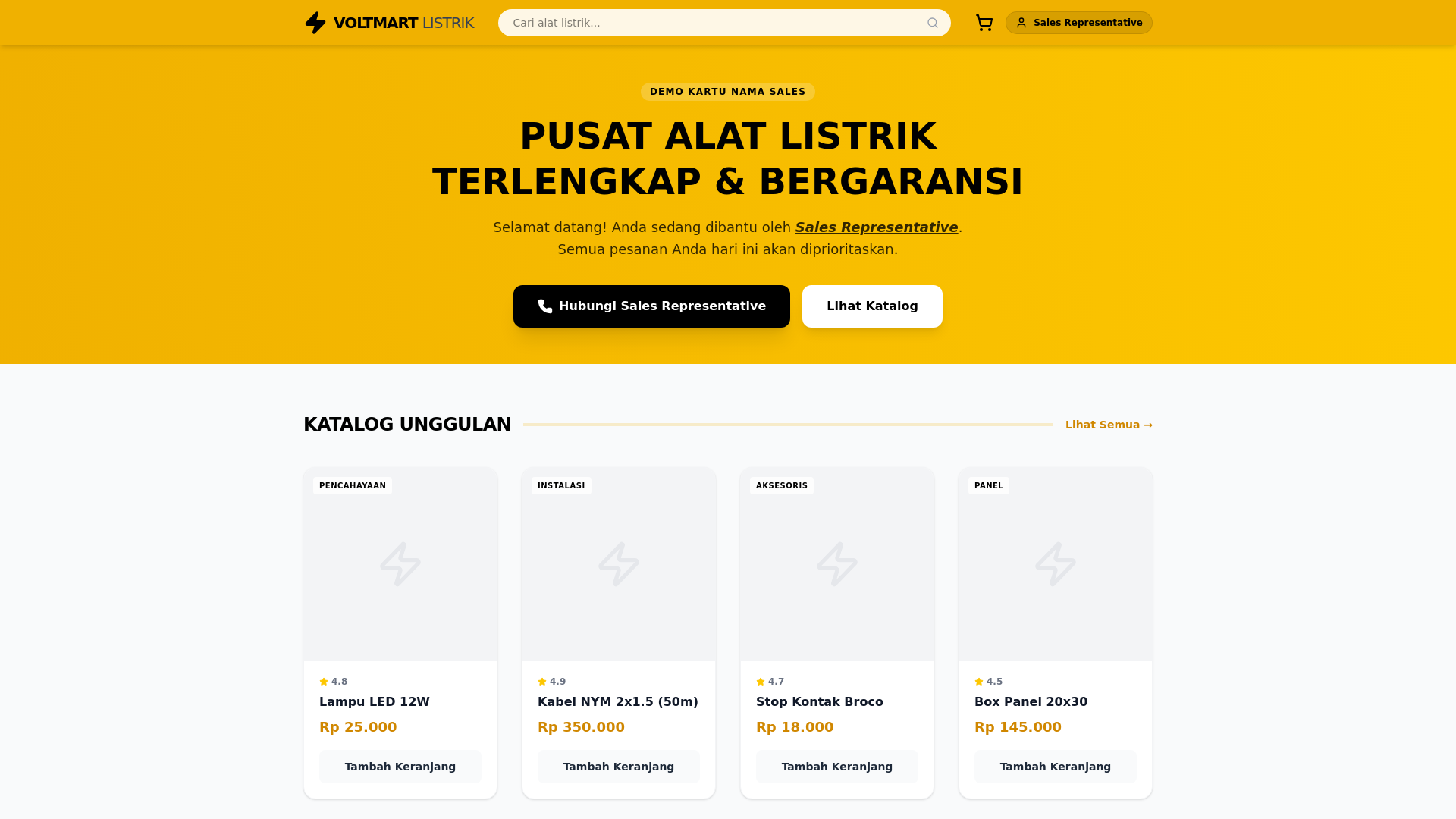 website screenshot of https://demo-toko-listrik.pages.dev/