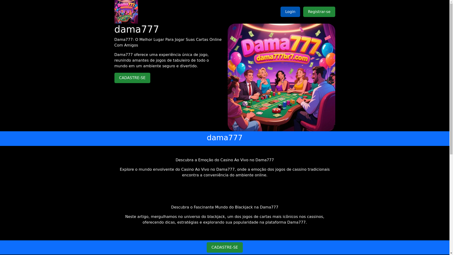website screenshot of https://dama777br7.com/
