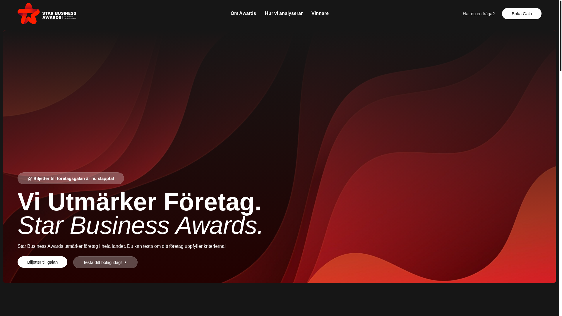 website screenshot of https://inbjudanstarbusinessawards.com/
