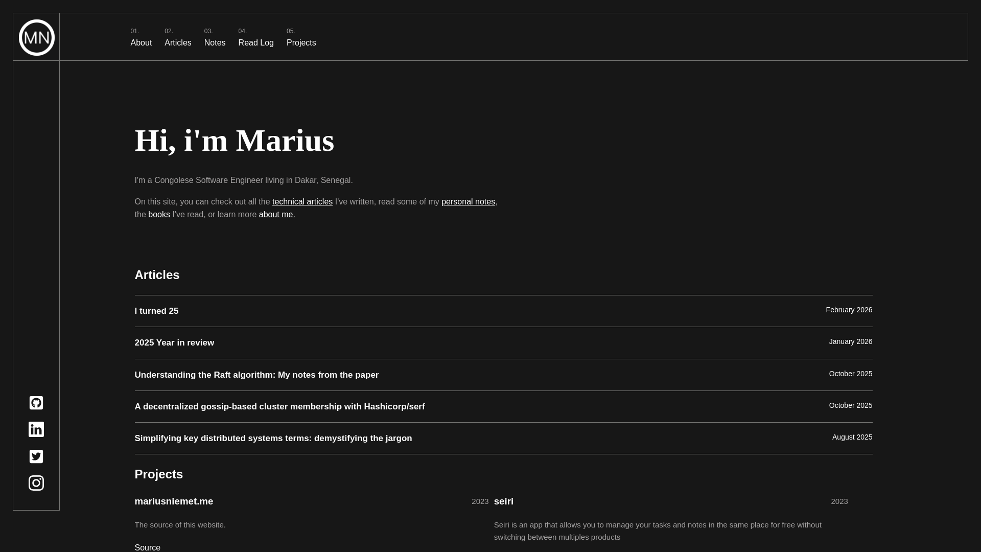 website screenshot of https://mariusniemet.com
