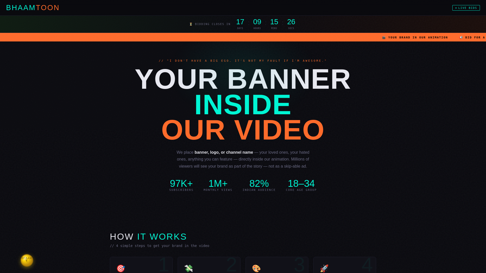 website screenshot of https://bhaam.in/