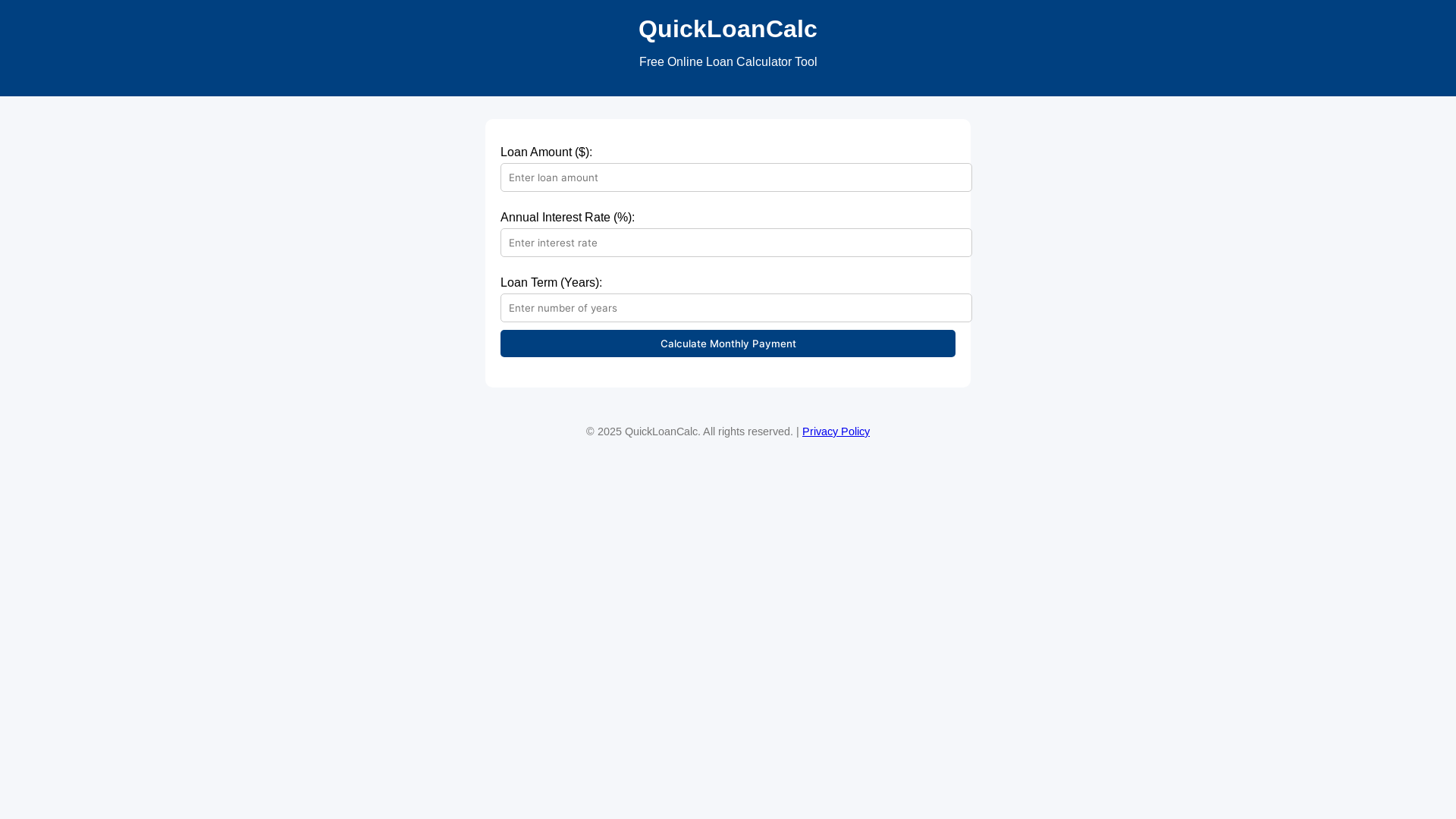 website screenshot of https://smartloantool.com/