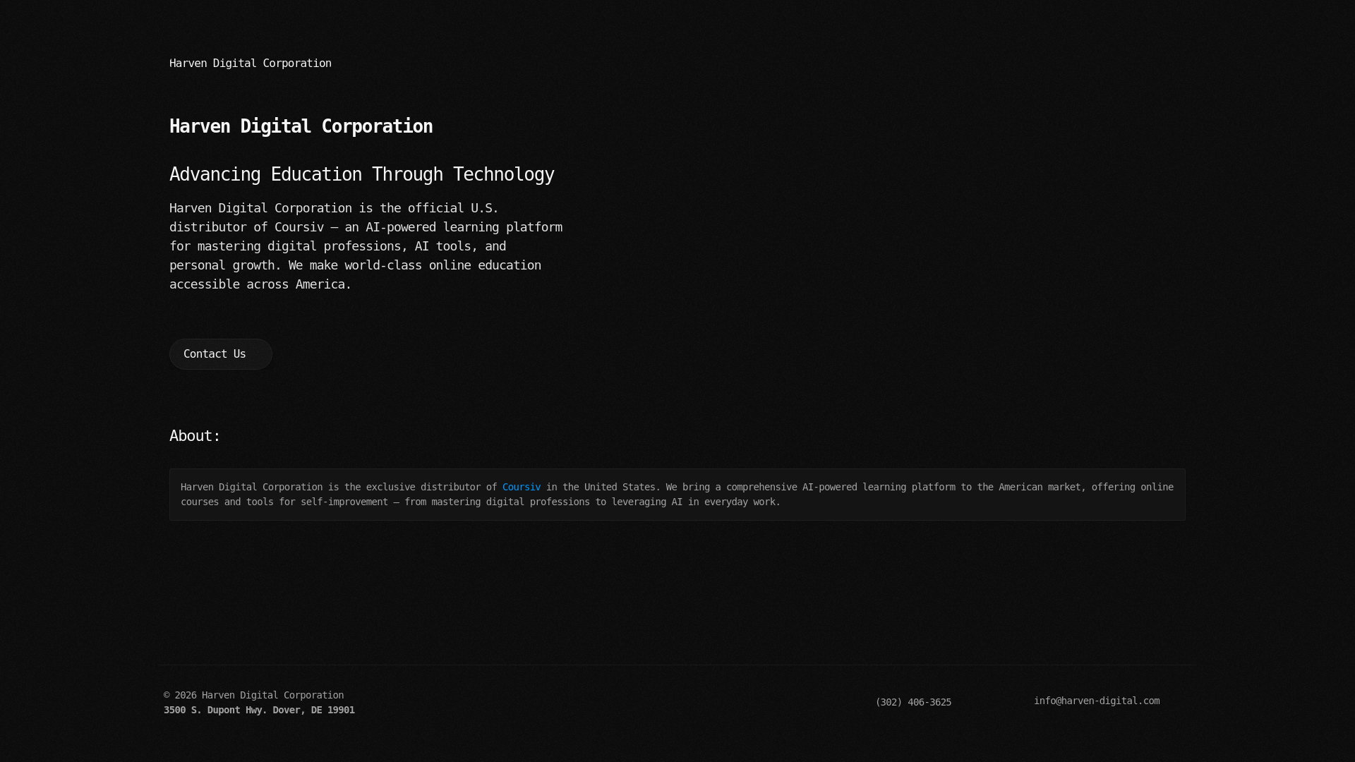 website screenshot of https://harven-digital.com/