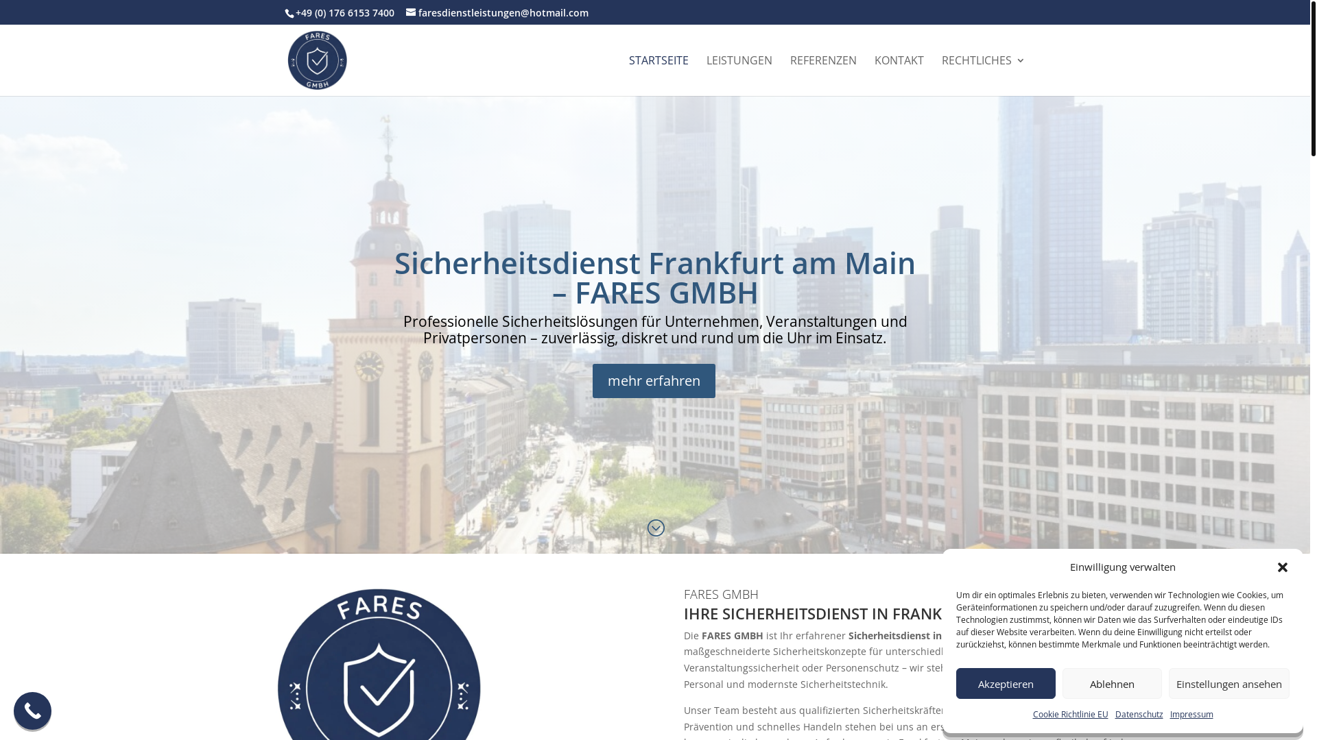 website screenshot of https://fares-gmbh-security.de/