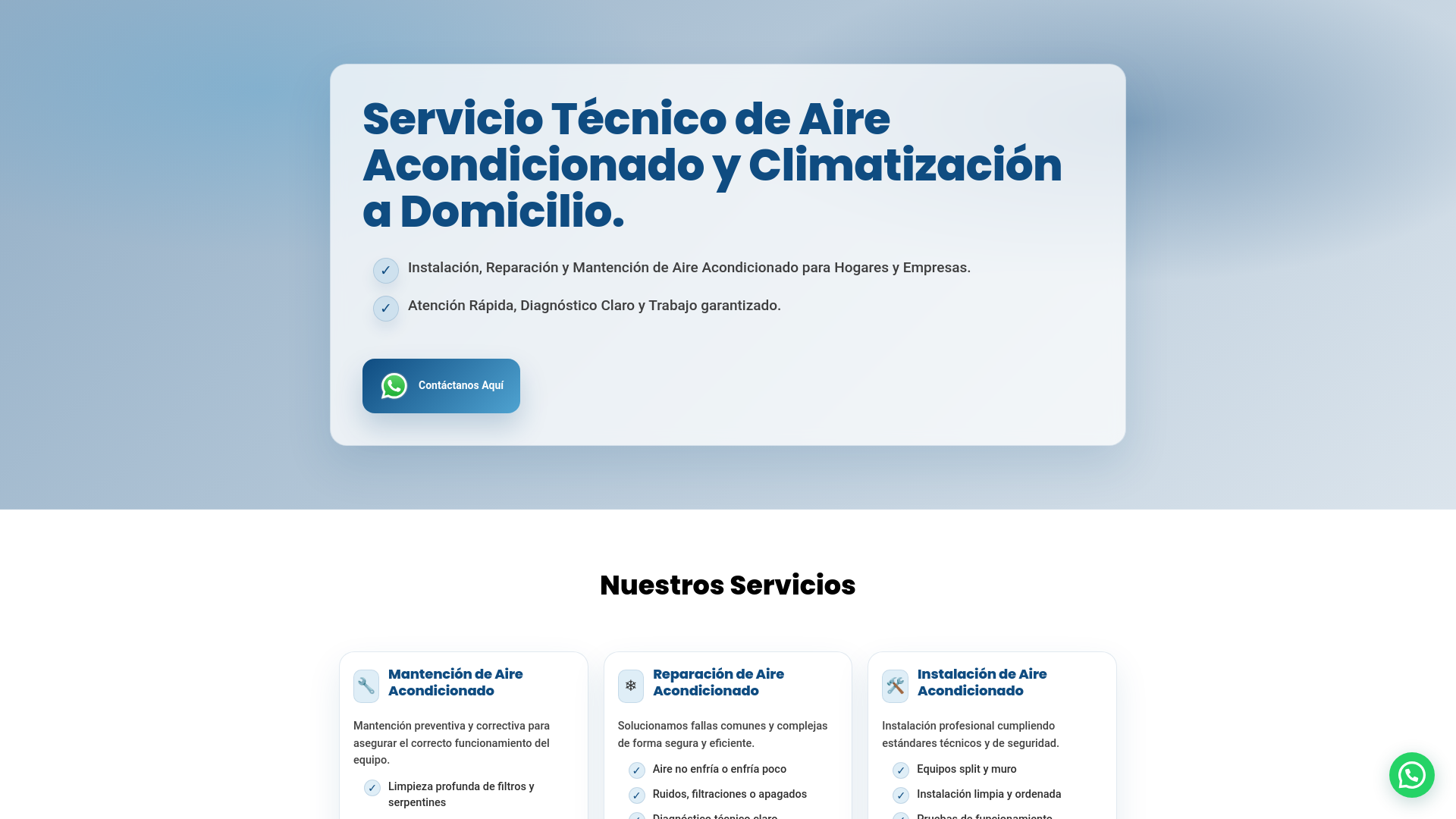 website screenshot of https://climatizaciontecni-g.cl