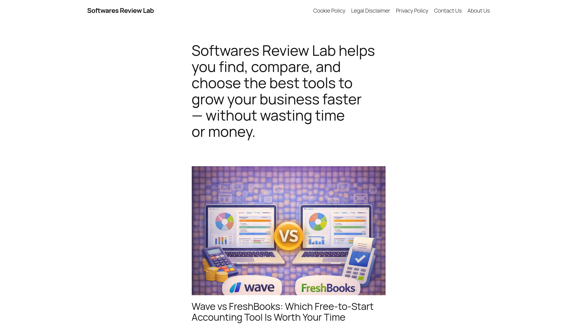 website screenshot of https://softwaresreviewlab.com/