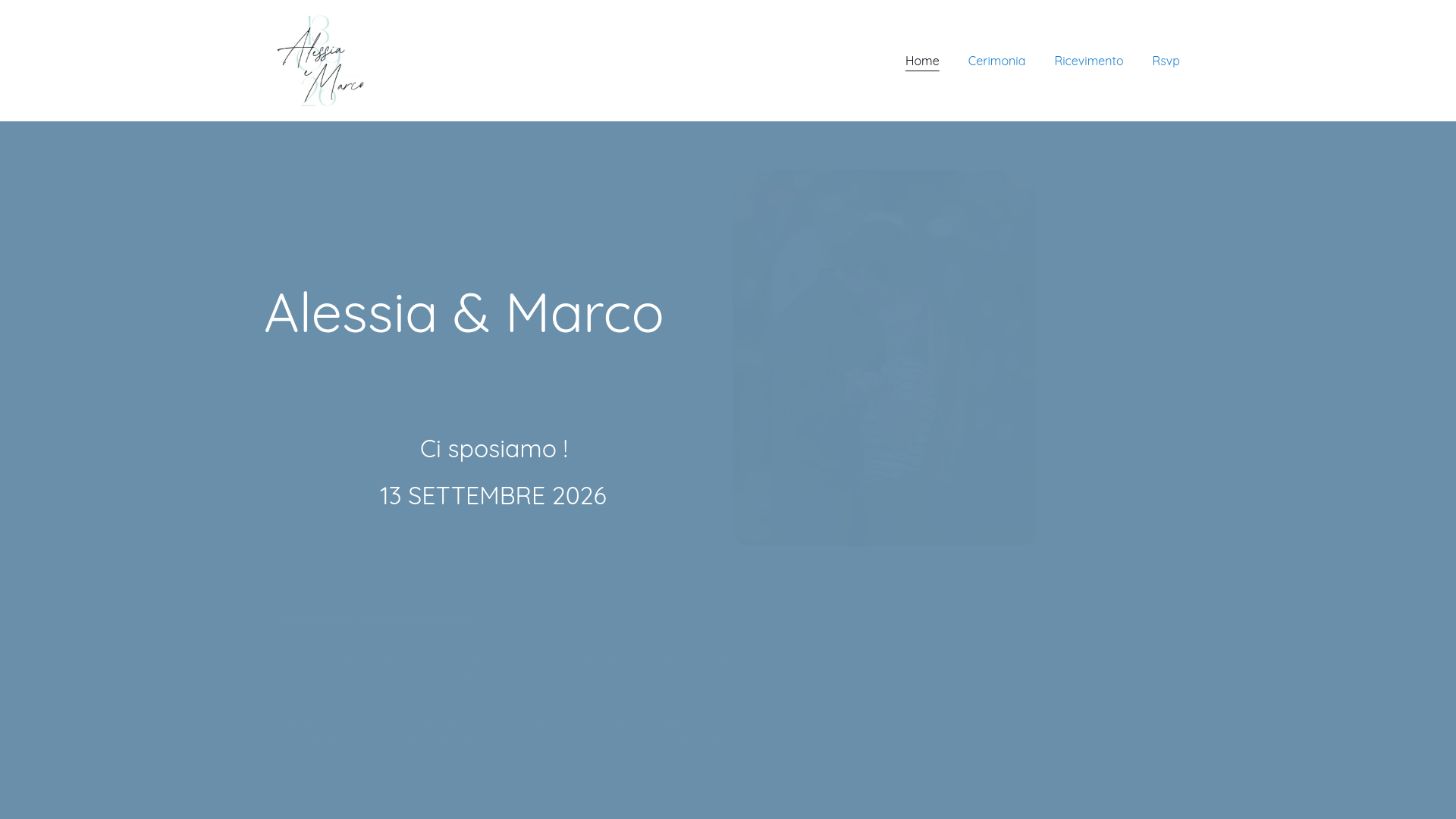 website screenshot of https://alessia-marco-wedding.com