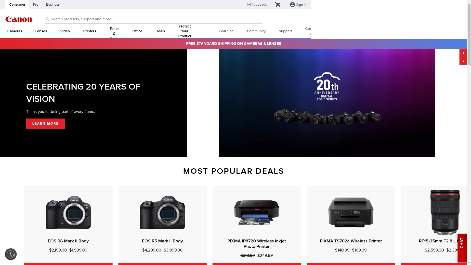 website screenshot of https://offers-canon.com/